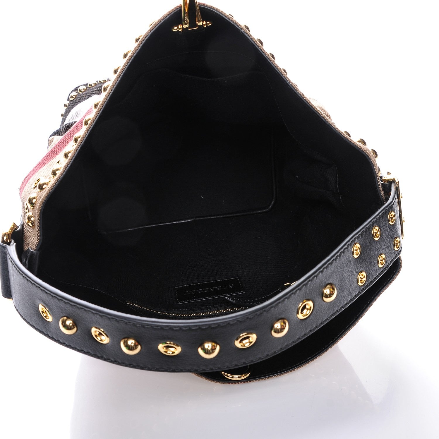 Burberry Canvas Mega Check Studded Medium Ashby Bucket Bag Black 5 of 8
