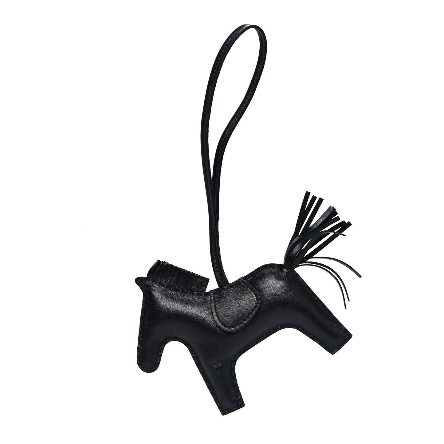 Milo Lambskin Grigri Rodeo Horse Bag Charm MM So Black
