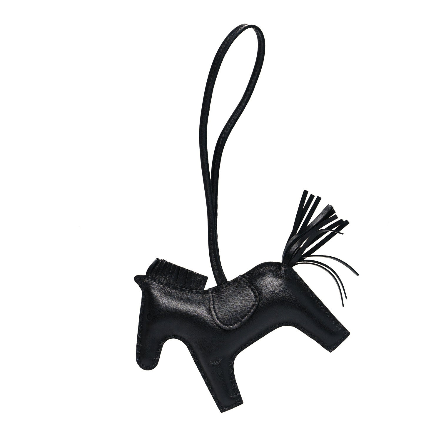 Hermes Milo Lambskin Grigri Rodeo Horse Bag Charm MM So Black 1 of 4