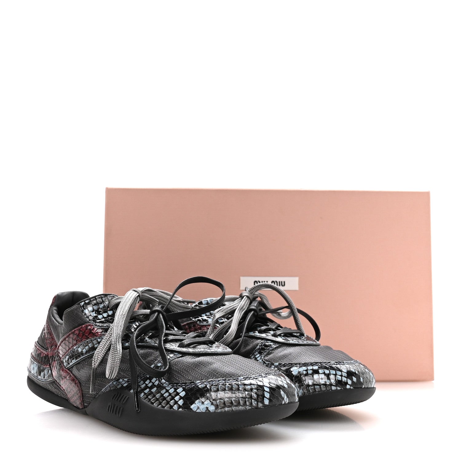 Miu Miu Nylon Technical Ayers Pitone Gymnasium Sneakers 38 Blue Multicolor 8 of 8