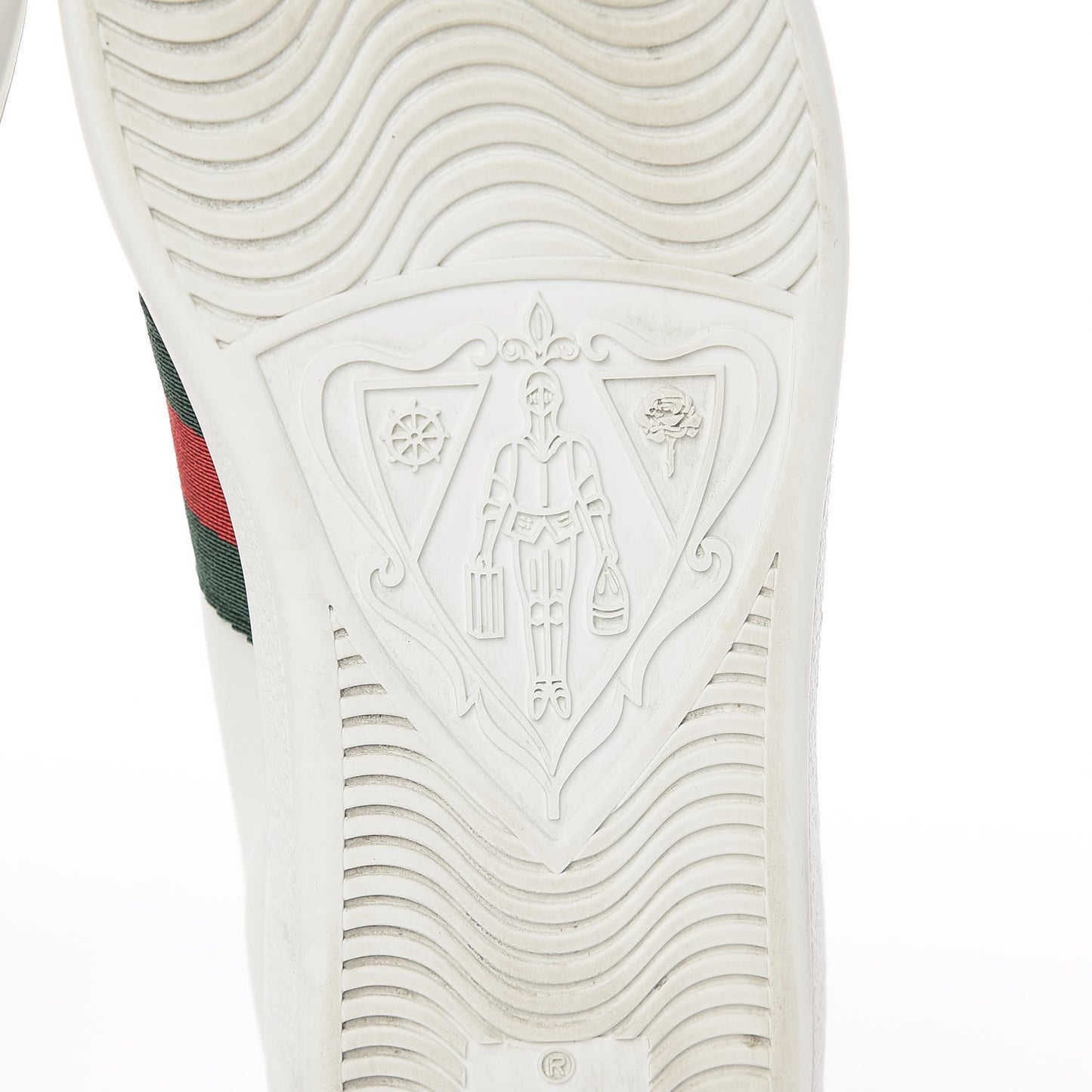 Calfskin Web Heart Embroidered Womens Ace Sneakers 37 White