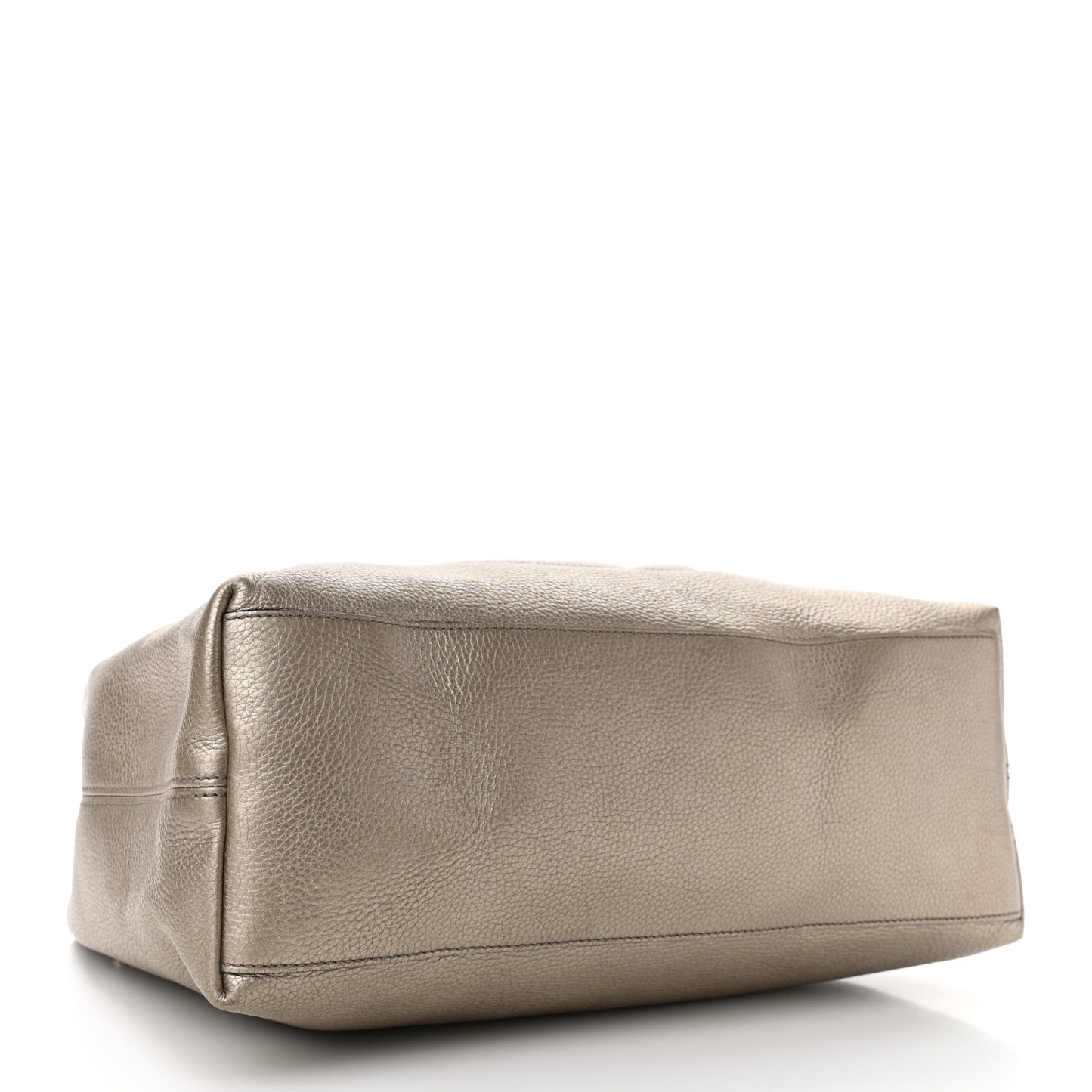 Metallic Pebbled Calfskin Medium Soho Chain Shoulder Bag Golden Beige