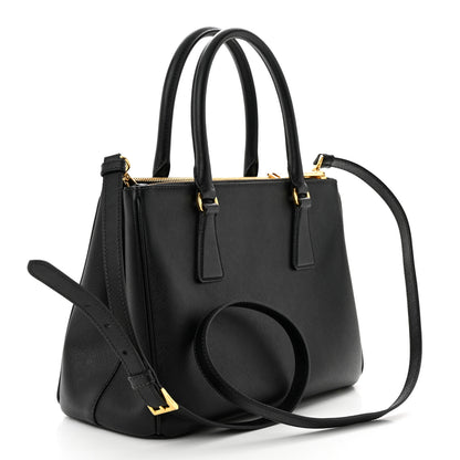 Prada Saffiano Small Galleria Double Zip Tote Black 3 of 9