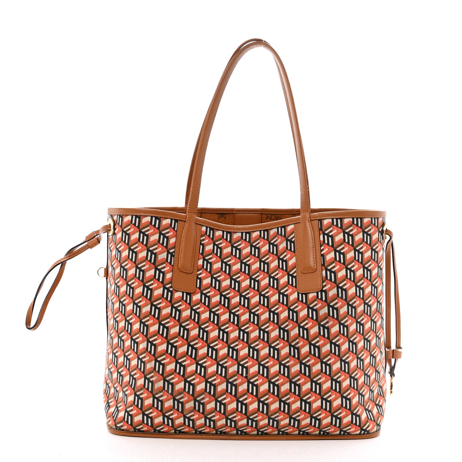 MCM Visetos Medium Liz Reversible Shopper Tote Cognac 3 of 18