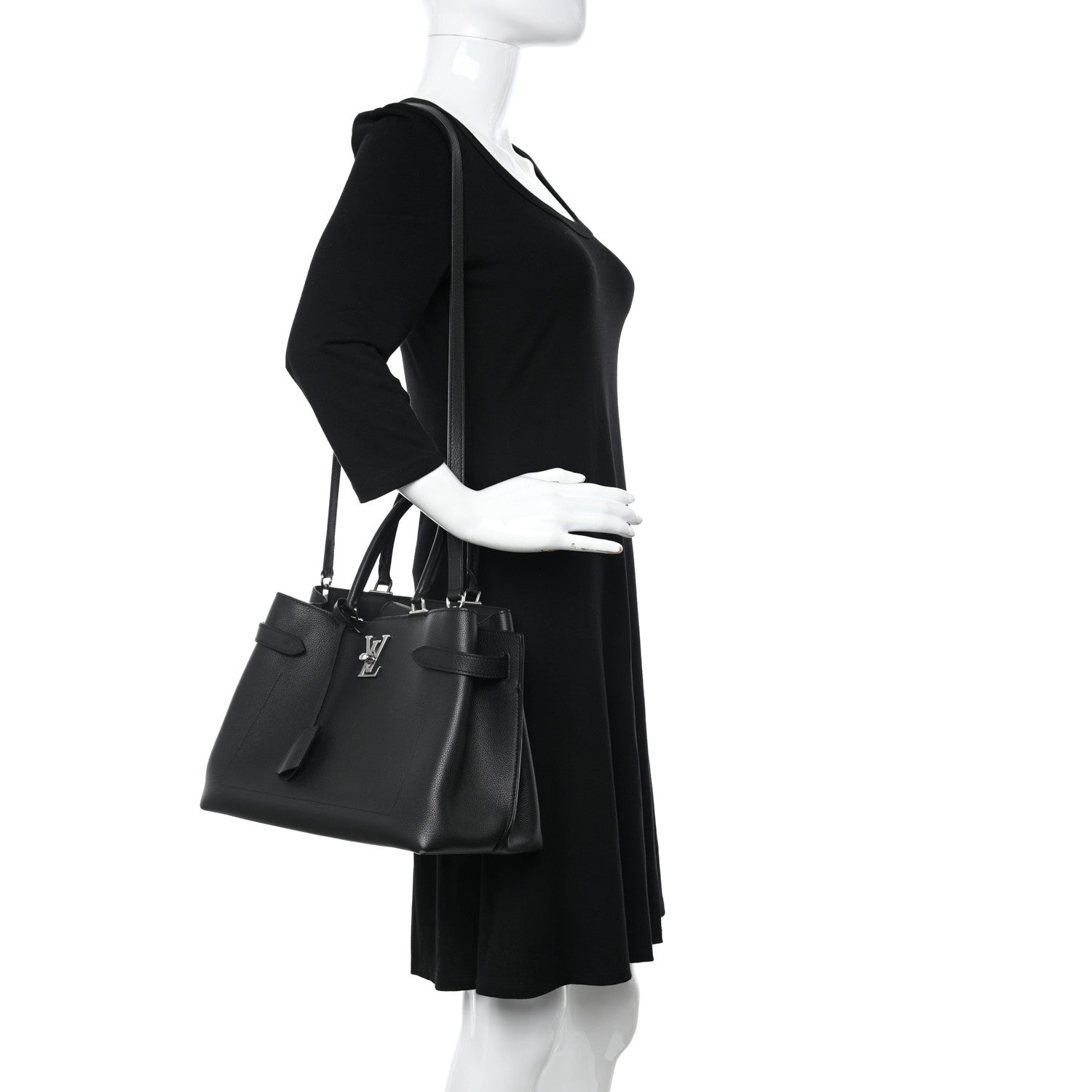 Louis Vuitton LOUIS VUITTON Calfskin Lockme Day Black 2 of 11