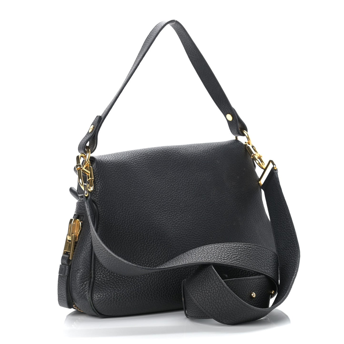 Grained Calfskin Medium Jennifer Crossbody Bag Black