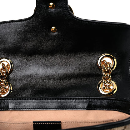 Gucci Monogram Matelasse Diagonal Mini GG Marmont Shoulder Bag Beige Black 13 of 14