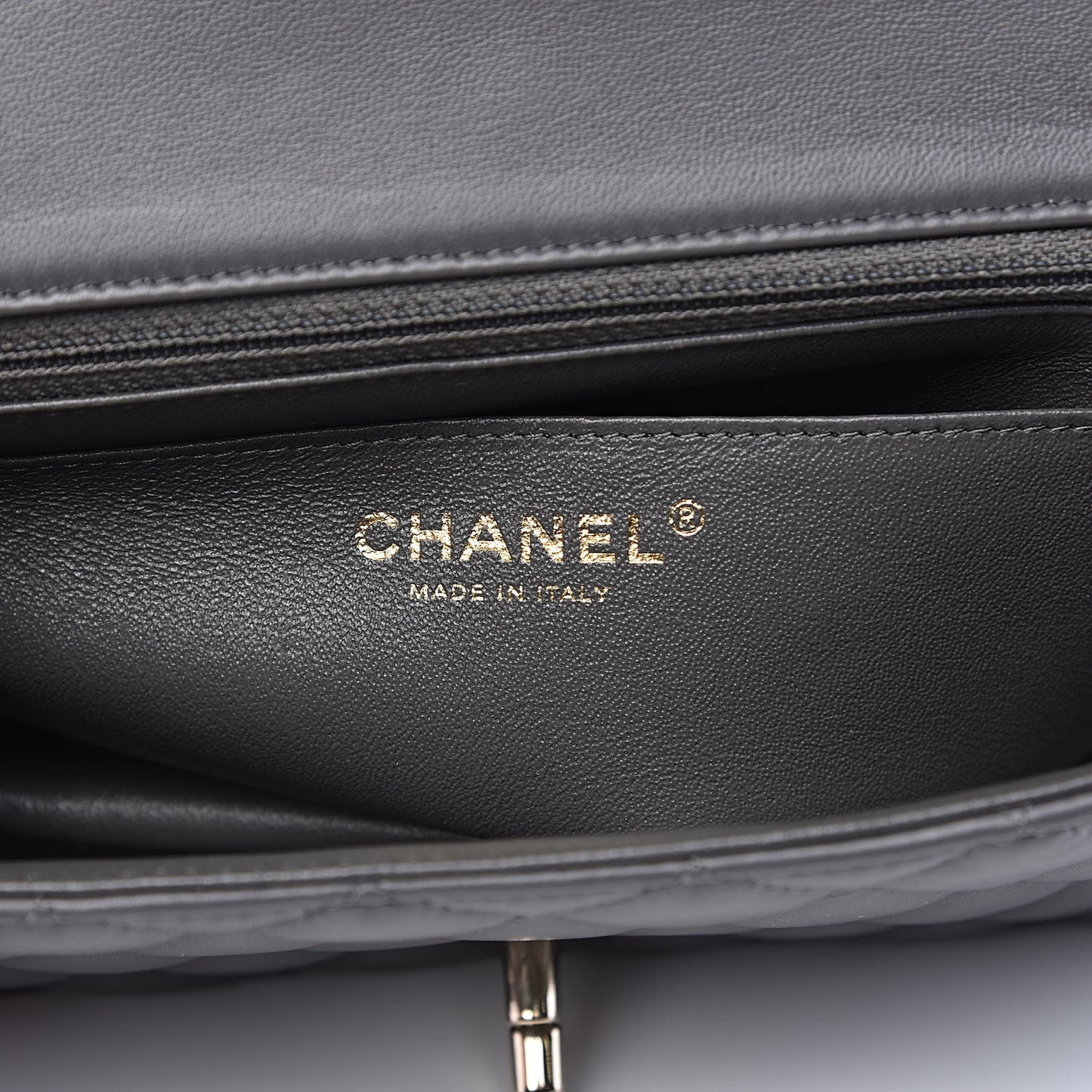 Lambskin Quilted Mini Rectangular Flap Grey