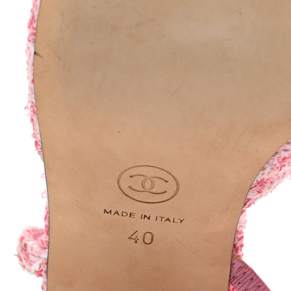 Chanel Tweed Grosgrain Cap Toe CC Slingback Pumps 40 Pink Black 7 of 10