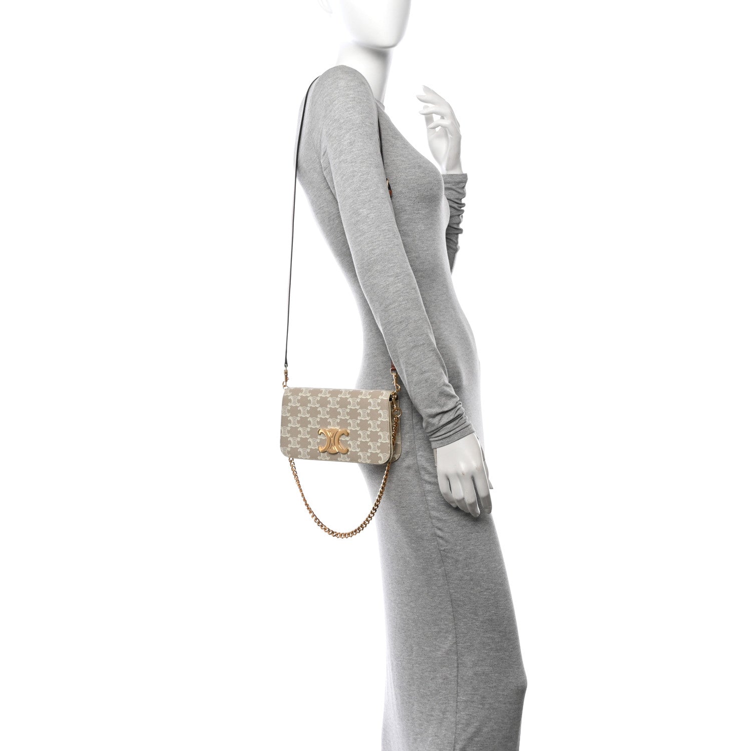 Celine Canvas Calfskin Triomphe Multipochette Grege 2 of 11