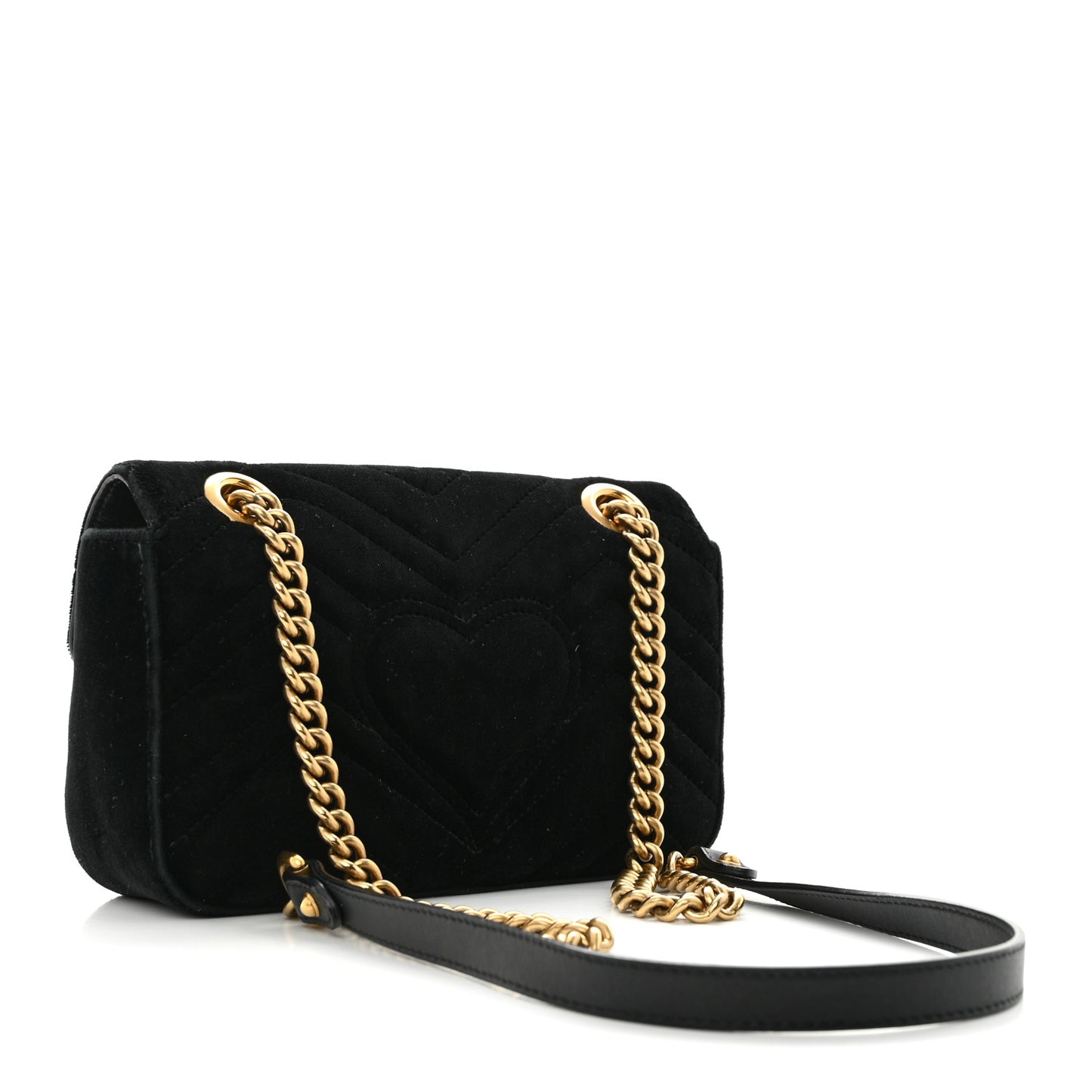 Velvet Matelasse Mini GG Marmont Shoulder Bag Black