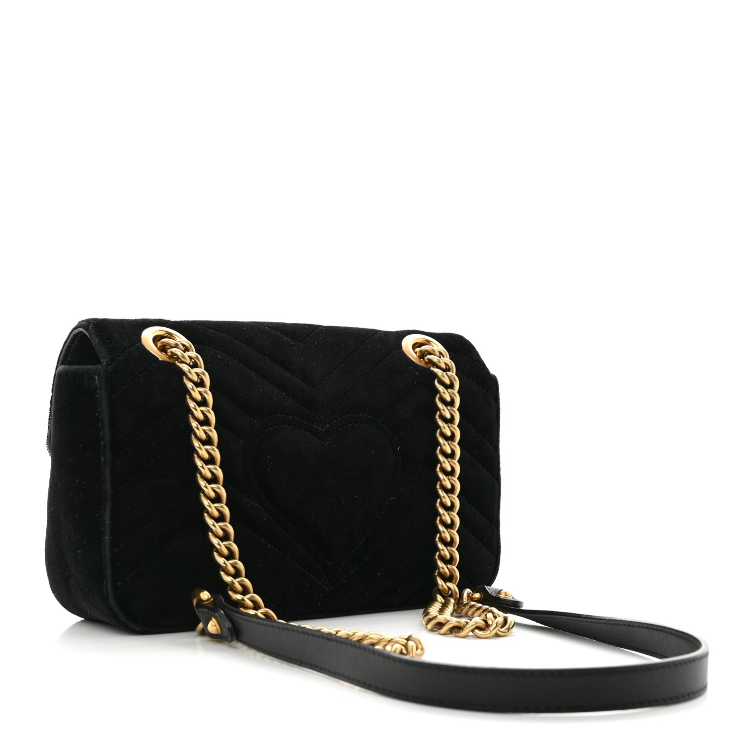 Gucci Velvet Matelasse Mini GG Marmont Shoulder Bag Black 3 of 12