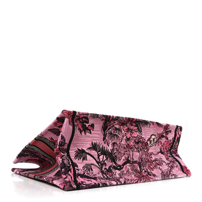 Christian Dior Canvas Embroidered Large Toile de Jouy Voyage Book Tote Fuchsia Multicolor 3 of 9
