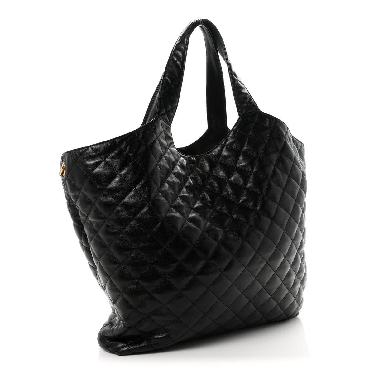 Lambskin Quilted Maxi Icare Shopping Tote Black