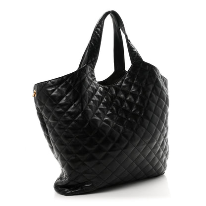 Saint Laurent Lambskin Quilted Maxi Icare Shopping Tote Black 4 of 11