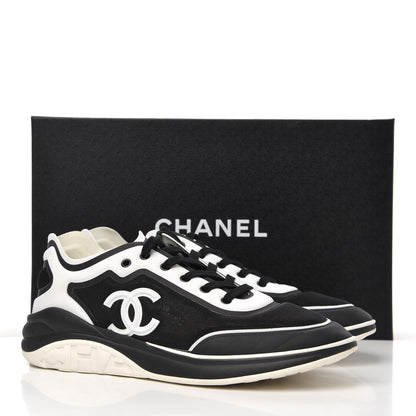 Chanel Mesh Lycra Thermoplastic Mens Sneakers 46 Black White 16 of 16