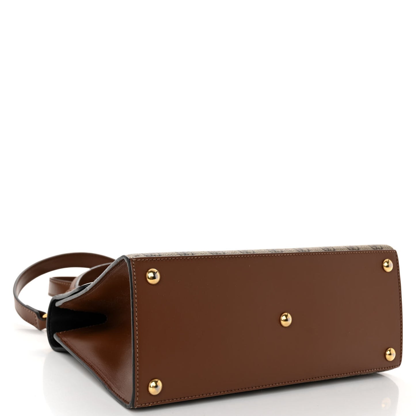 GG Supreme Monogram Calfskin Small Padlock Top Handle Bag Beige Black Cuir