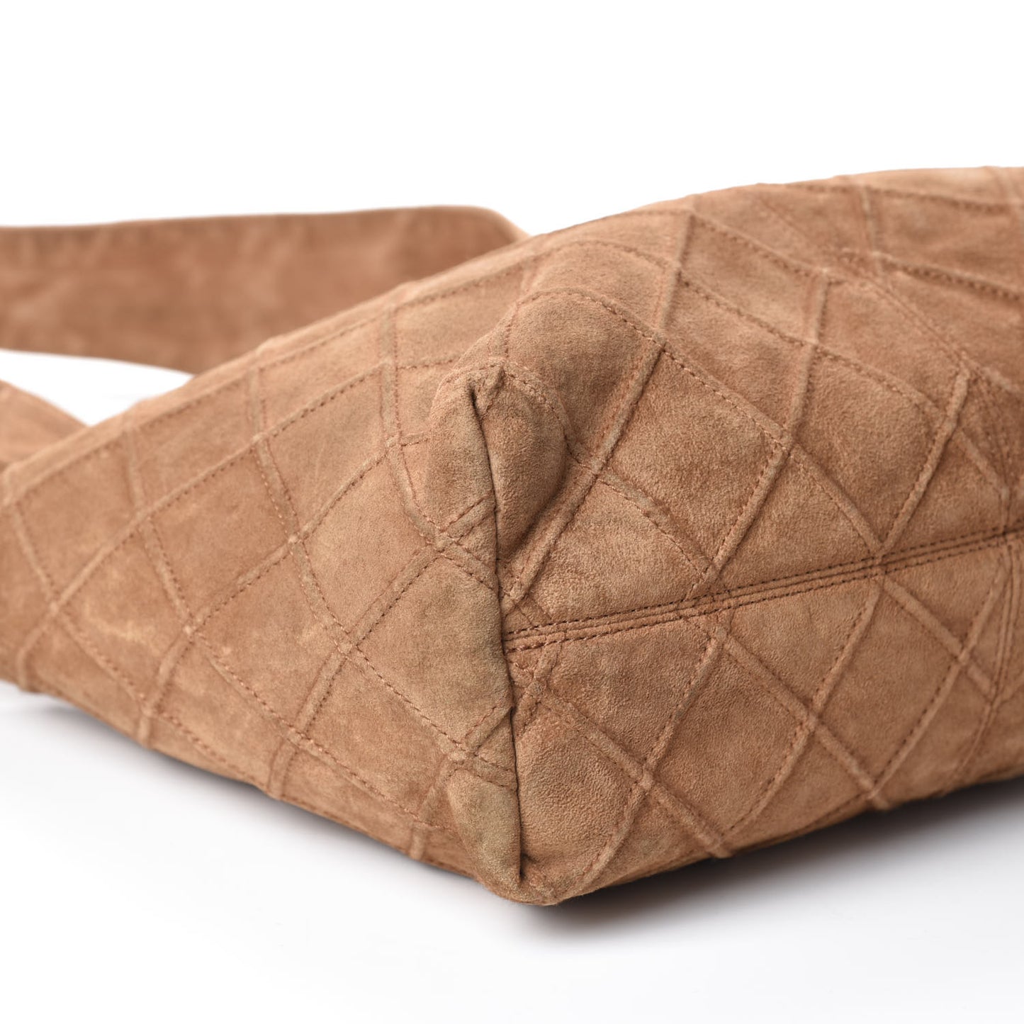 Suede Stitched Hobo Beige