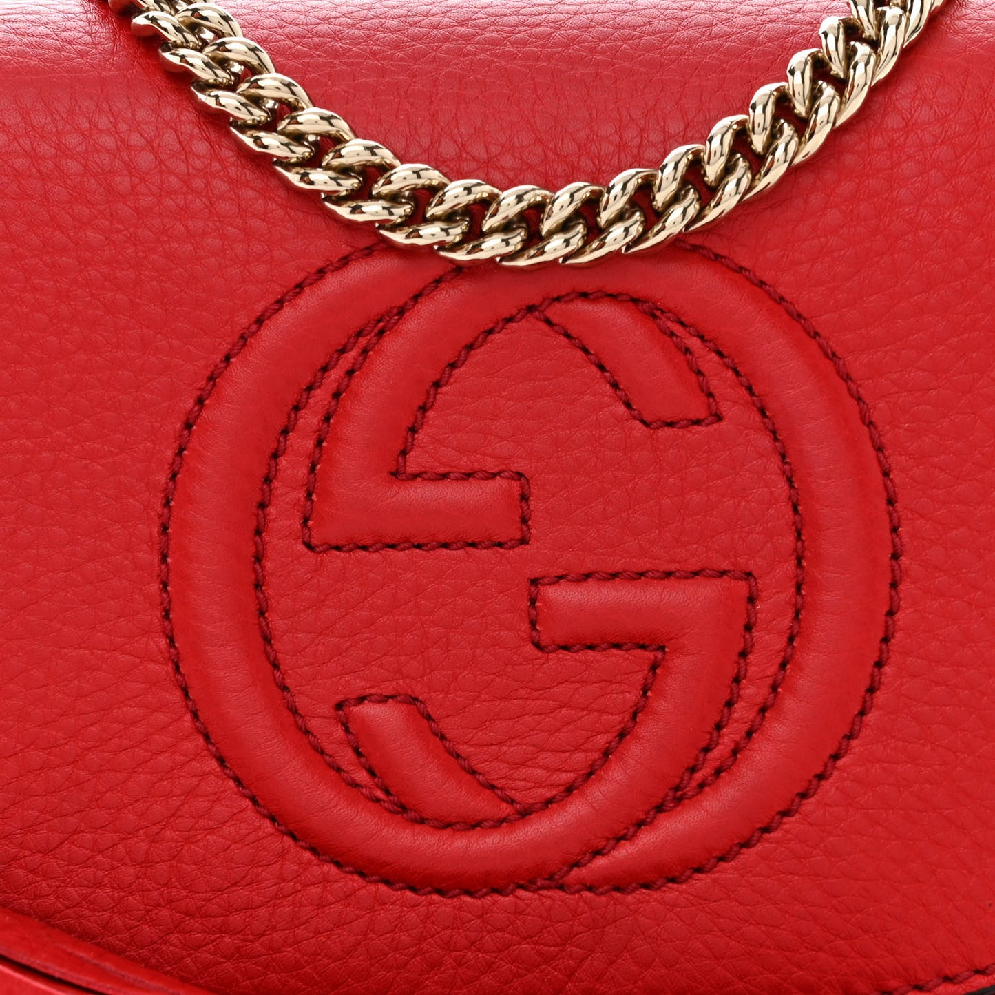 Pebbled Calfskin Small Soho Flap Crossbody Red
