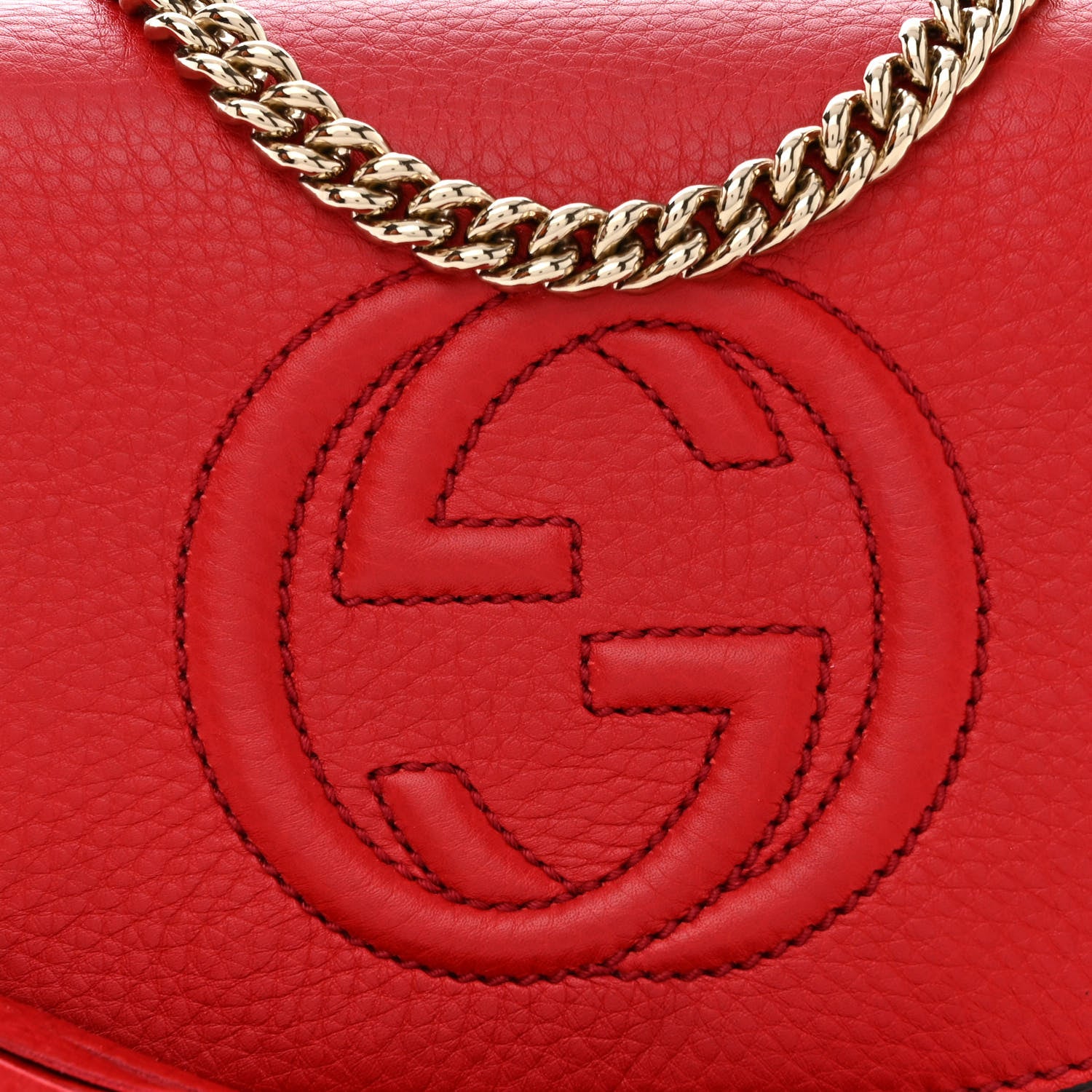 Gucci Pebbled Calfskin Small Soho Flap Crossbody Red 8 of 10