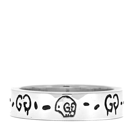 Gucci Sterling Silver Narrow GucciGhost Hamlet Skull Ring 60 9 1 of 6
