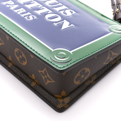 Louis Vuitton Monogram Calfskin Embossed Lexington Pouch Blue Green 9 of 9