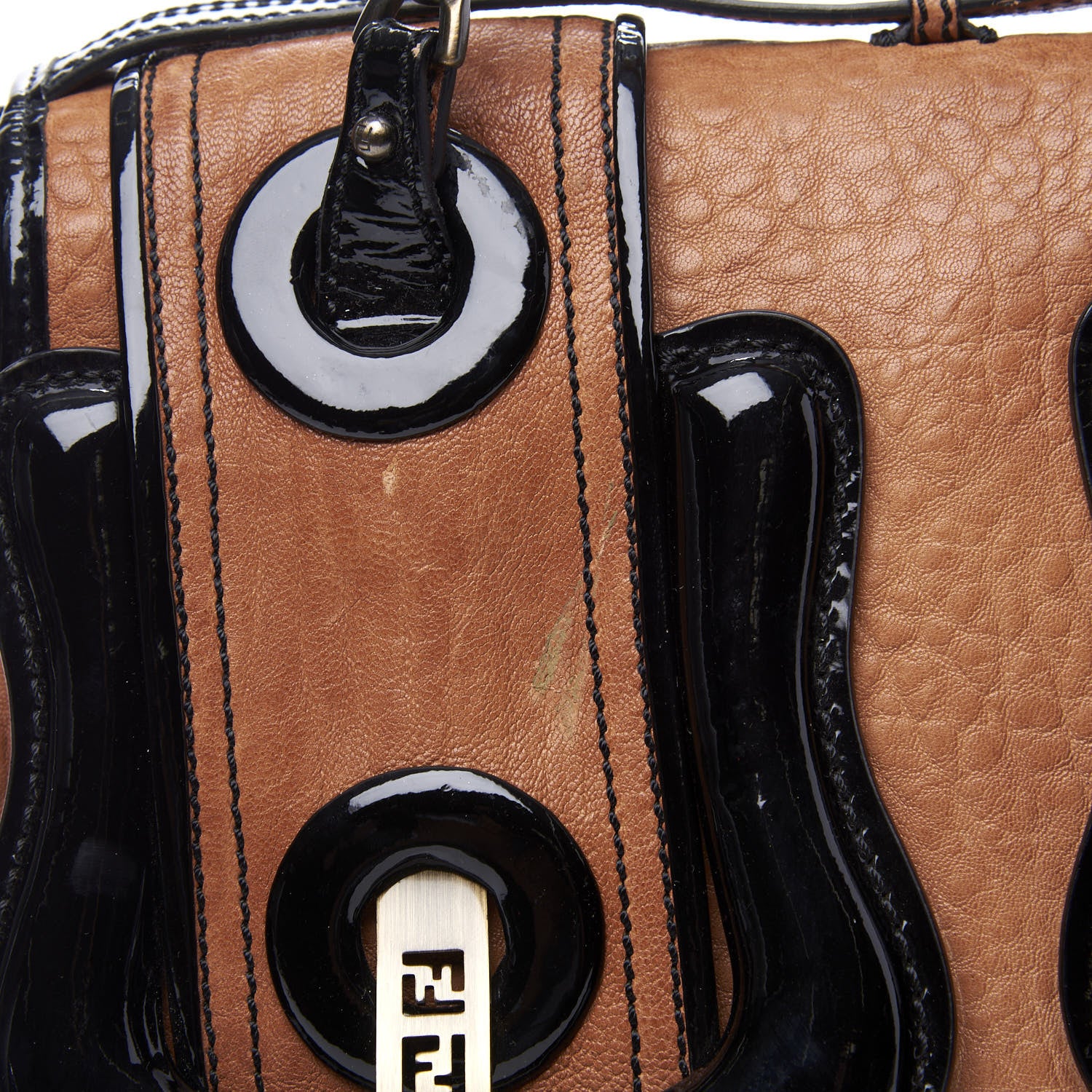 Fendi Nappa Patent B Bag Osso Black 10 of 12