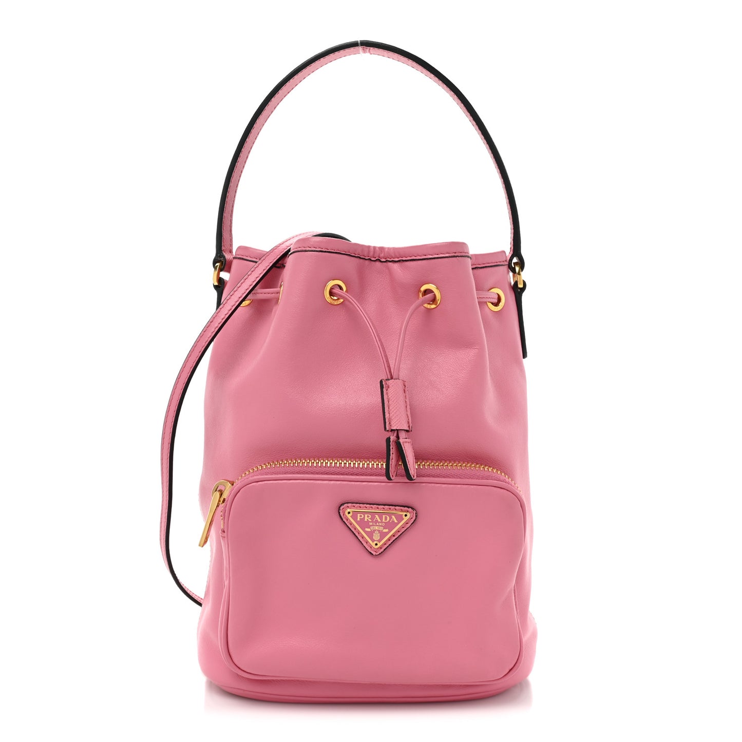 Soft Calfskin Saffiano Mini Bucket Crossbody Bag Peonia