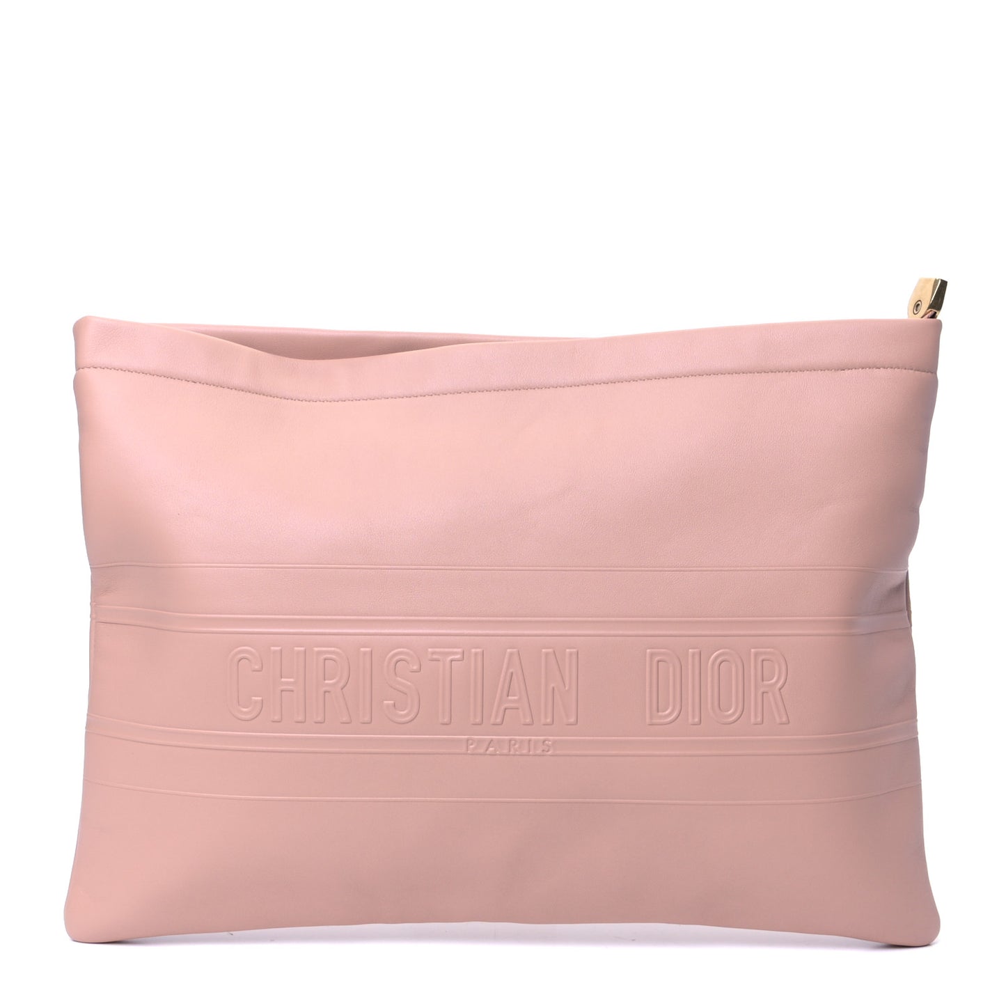 Calfskin Medium Diordouble Zip Pouch Rose Des Vents