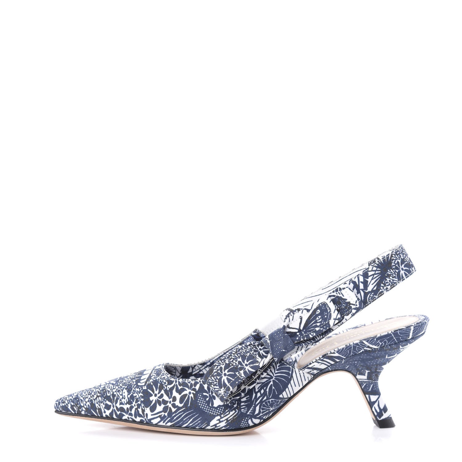 Christian Dior Toile De Jouy Tropicalia Sweet D Slingback Pumps 37 Indigo White 1 of 9