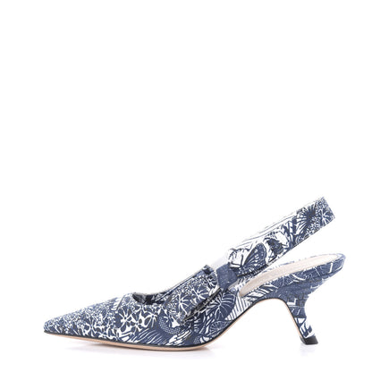 Christian Dior Toile De Jouy Tropicalia Sweet D Slingback Pumps 37 Indigo White 1 of 9