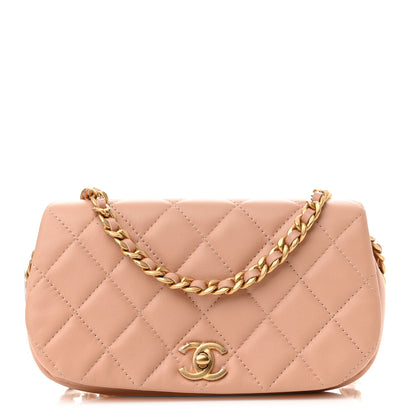 Chanel Calfskin Quilted Coco Mail Clutch With Chain Light Pink 1 of 12