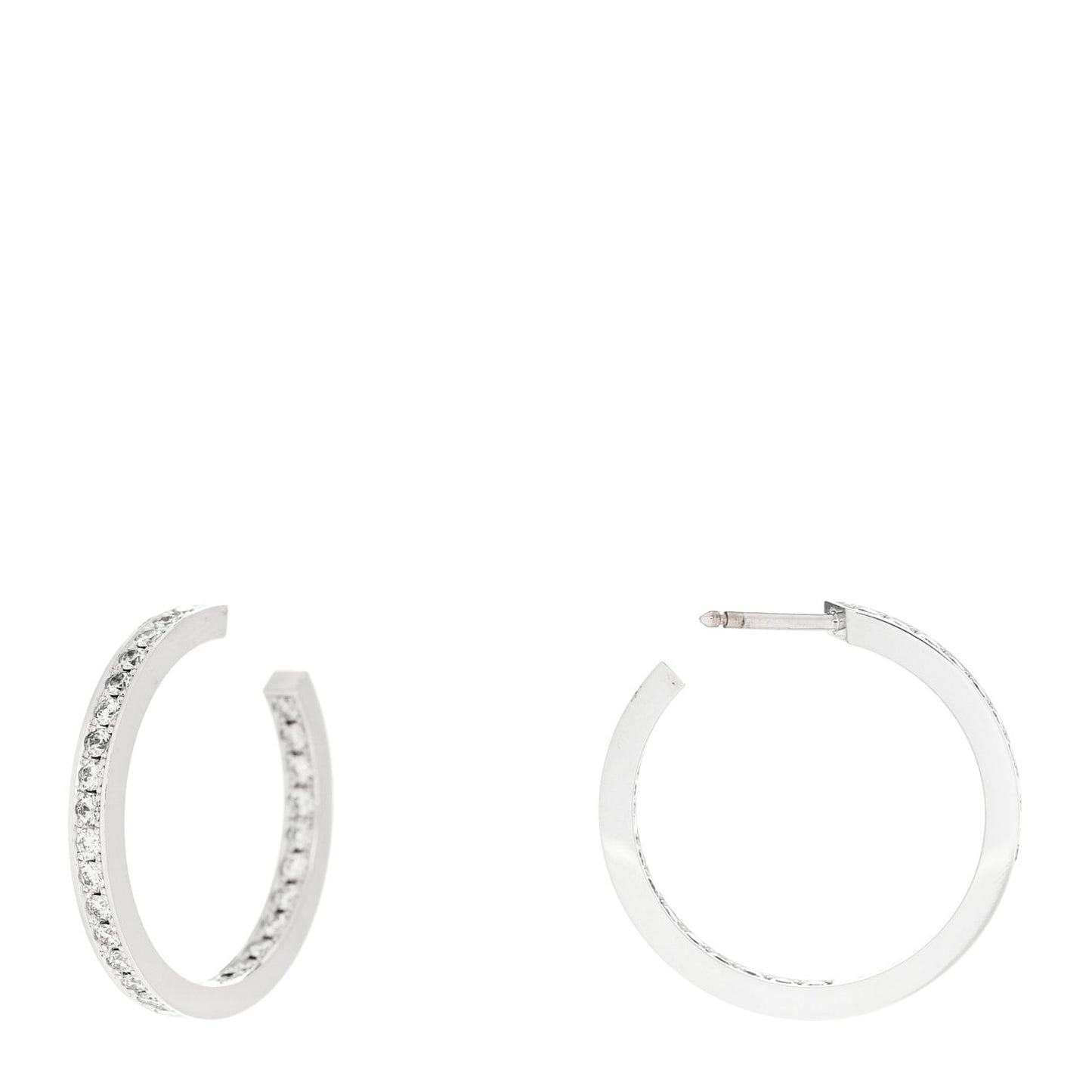 18K White Gold Diamond MM Inside Out Hoop Earrings