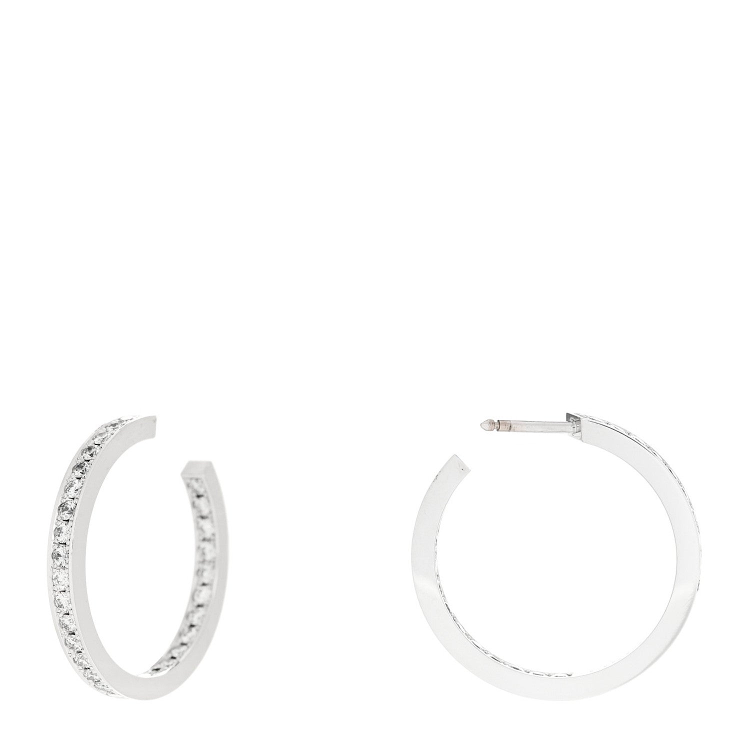 Cartier 18K White Gold Diamond MM Inside Out Hoop Earrings 1 of 5