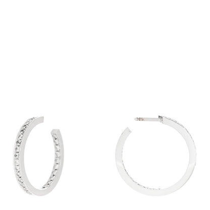 Cartier 18K White Gold Diamond MM Inside Out Hoop Earrings 1 of 5