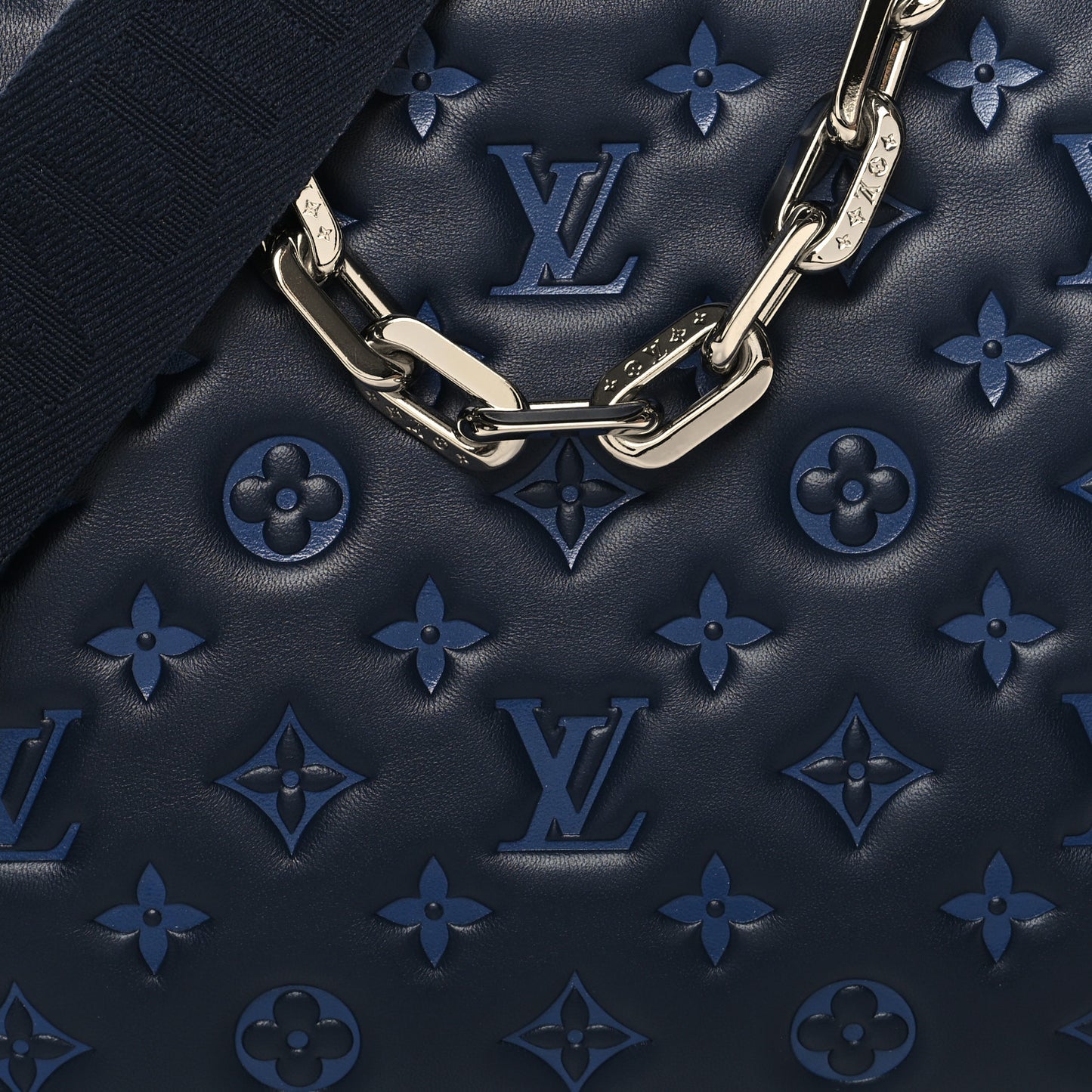Lambskin Embossed Monogram Coussin PM Navy