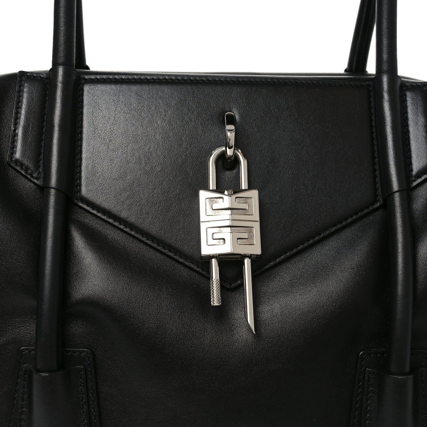 Smooth Calfskin Medium Antigona Soft Lock Duffle Bag Black