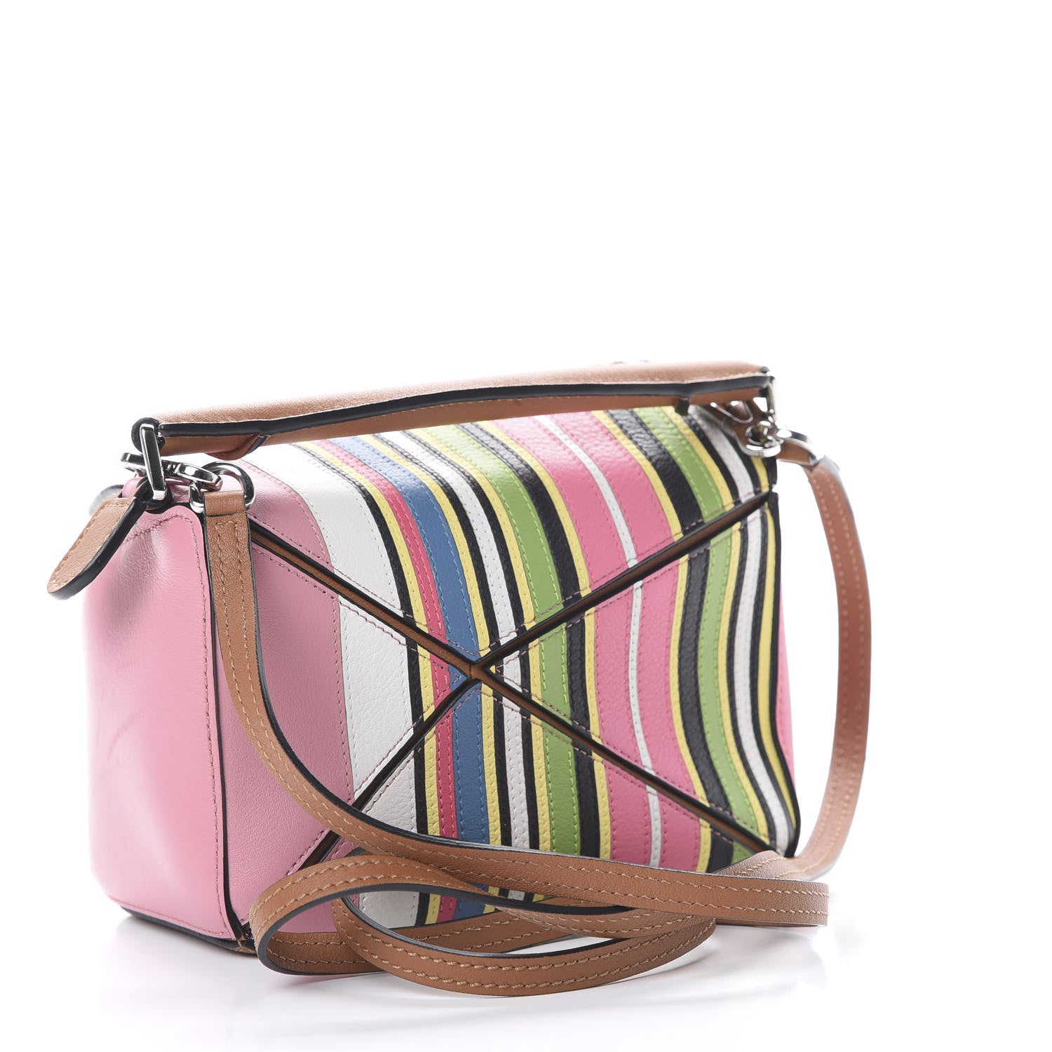 Loewe Calfskin Mini Fringe Puzzle Bag Pink Multicolor 2 of 9