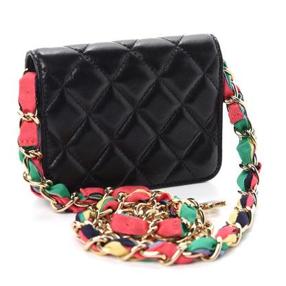 Chanel Shiny Lambskin Ribbon Quilted Flap Belt Bag Black 3 of 12