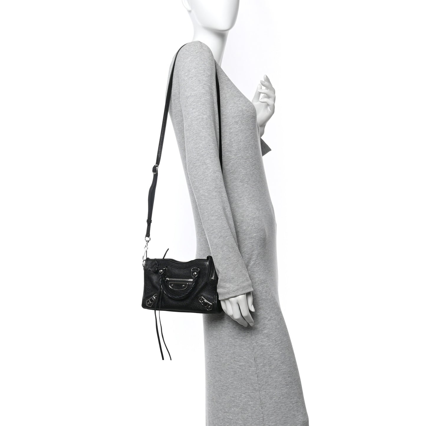 Chevre Silver Metallic Edge Hardware Nano City Black