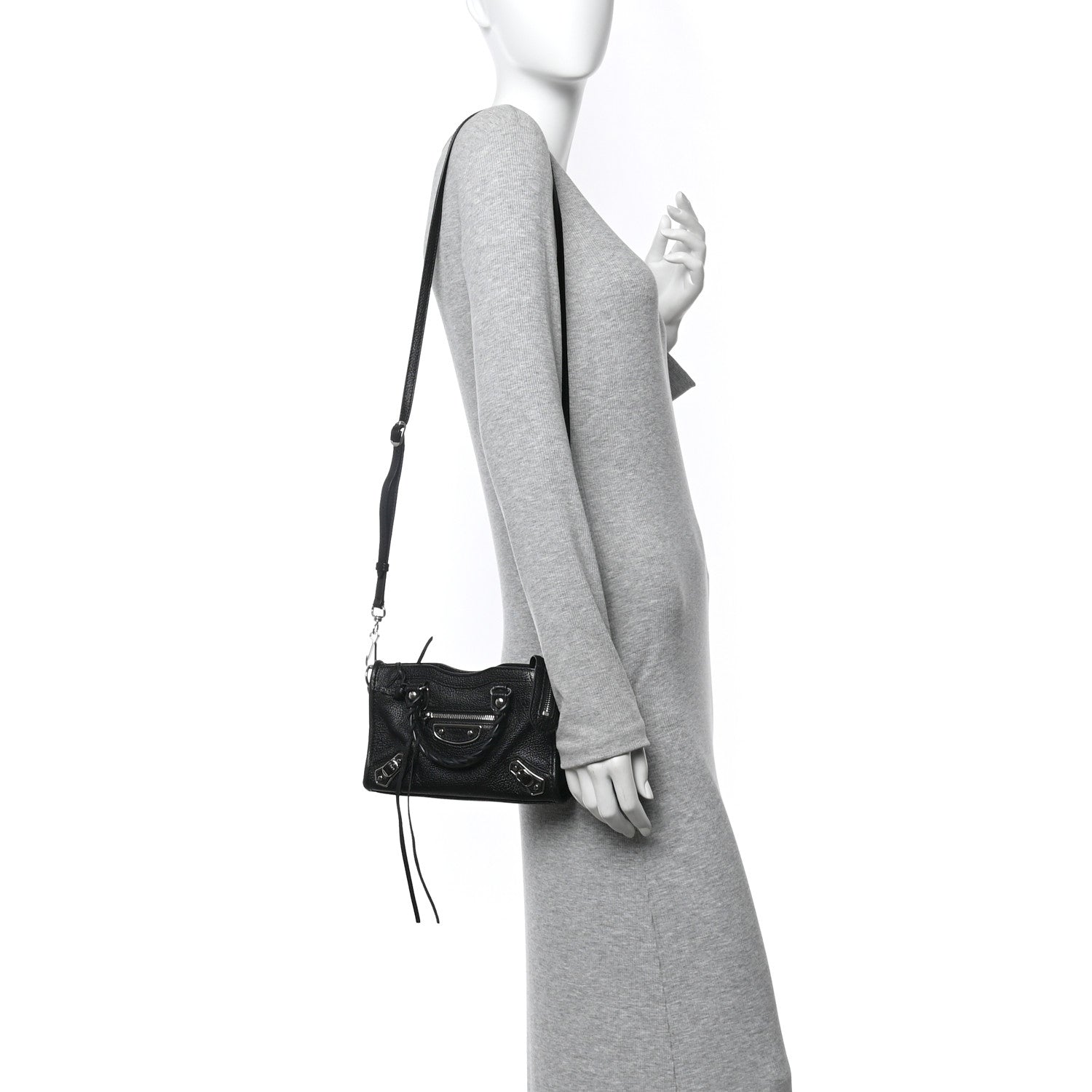 Balenciaga Chevre Silver Metallic Edge Hardware Nano City Black 2 of 10
