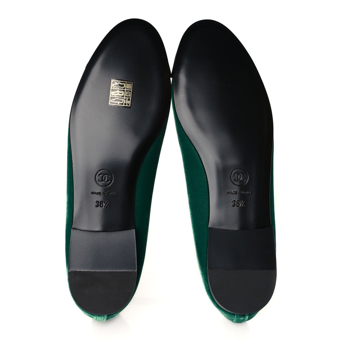 Velvet Cap Toe Ballerina Flats 38.5 Green Black