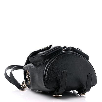 Chanel Shiny Caviar Quilted Small Duma Pockets Drawstring Backpack Black 4 of 11