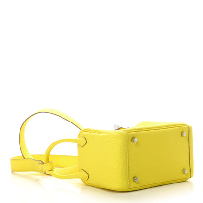 Hermes Taurillon Clemence Mini Lindy 20 Lime 3 of 5