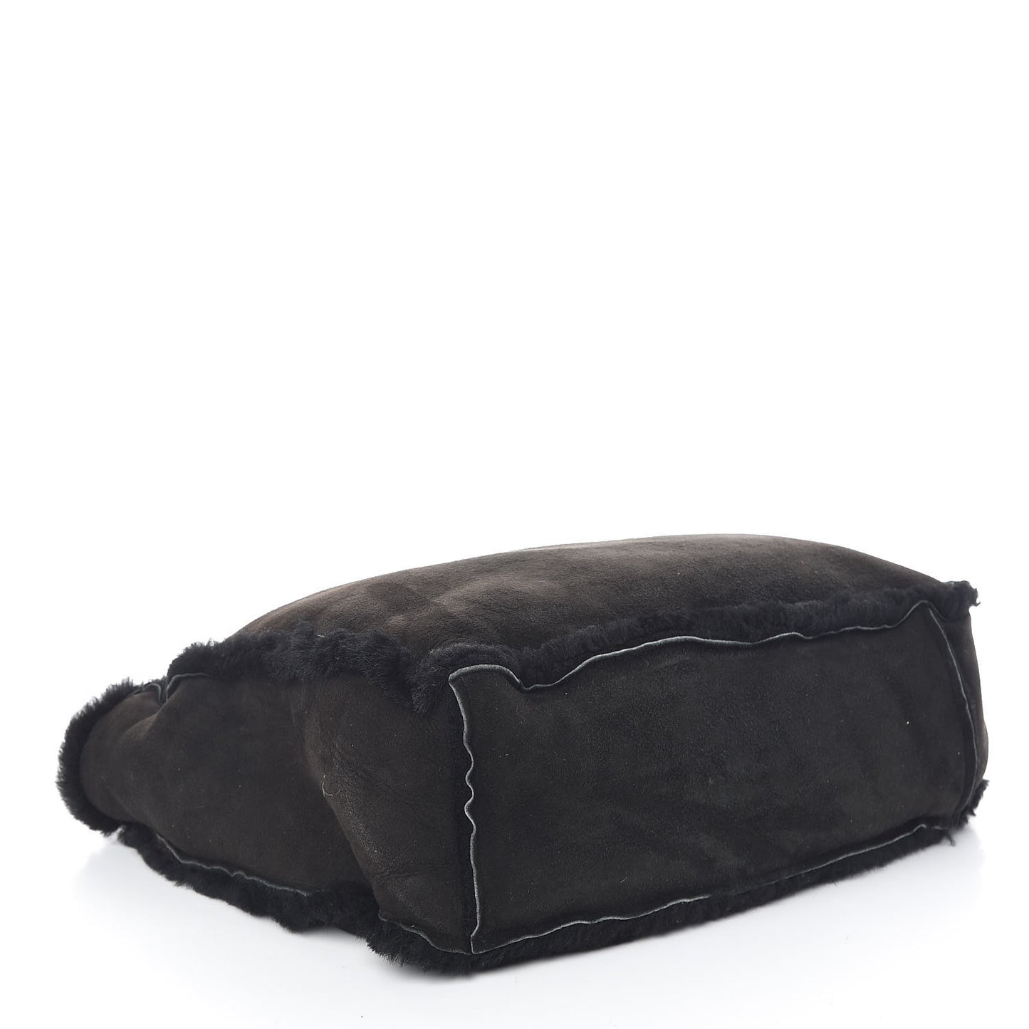 Suede Shearling Tote Black