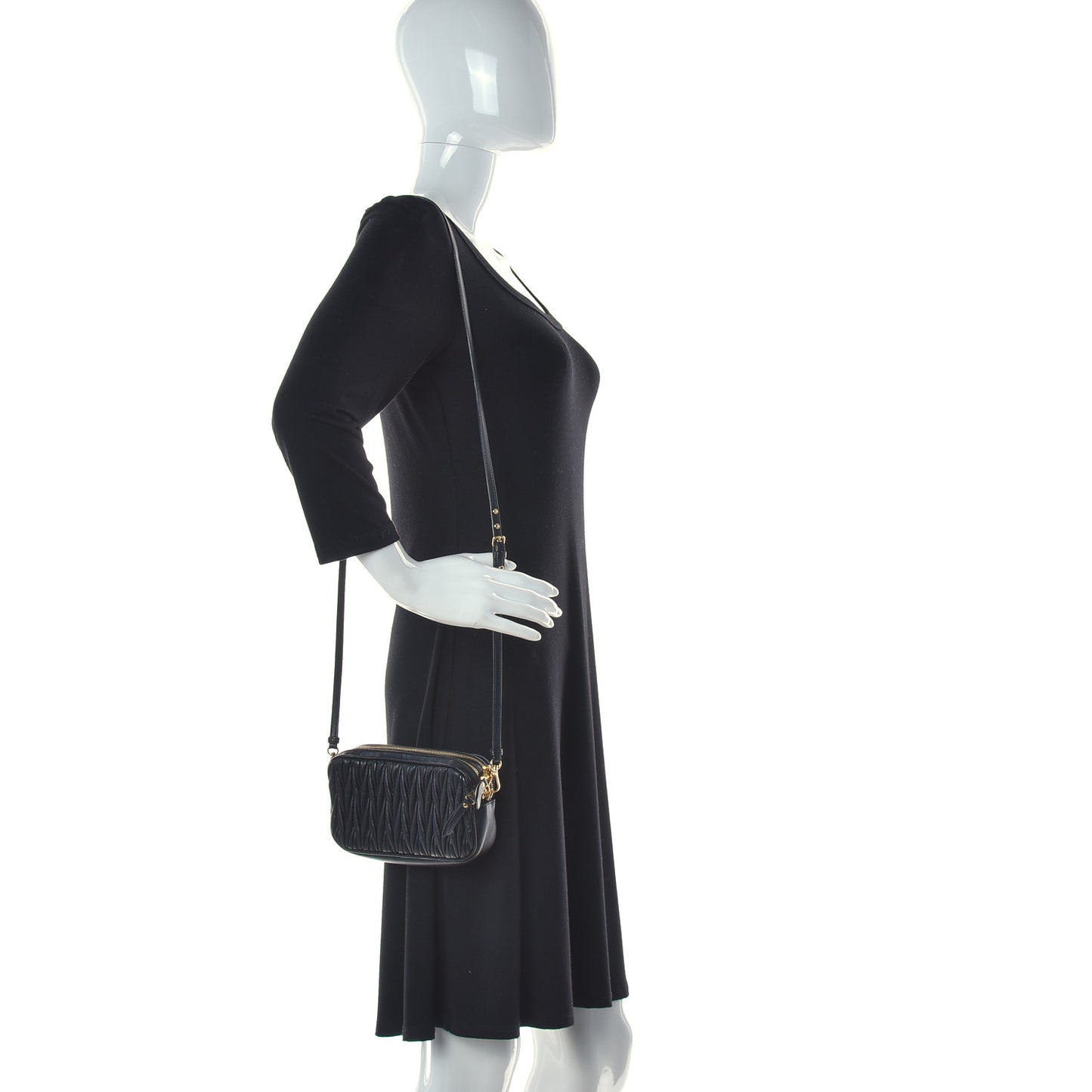 Nappa Matelasse Double Zip Pochette Clutch Black