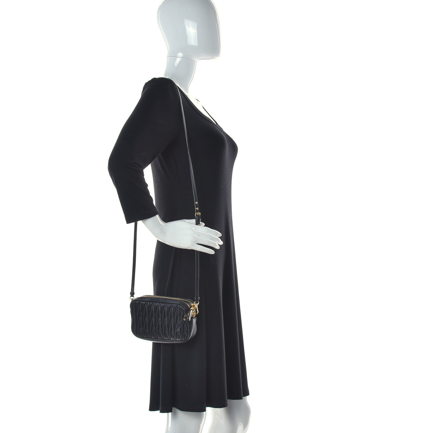 Miu Miu Nappa Matelasse Double Zip Pochette Clutch Black 3 of 10