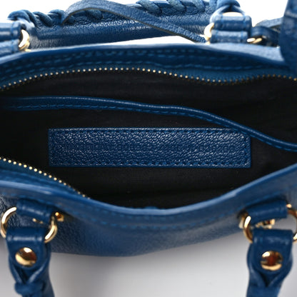 Balenciaga Shiny Goatsking Gold Metallic Edge Hardware Nano City Bleu Abysse 6 of 10
