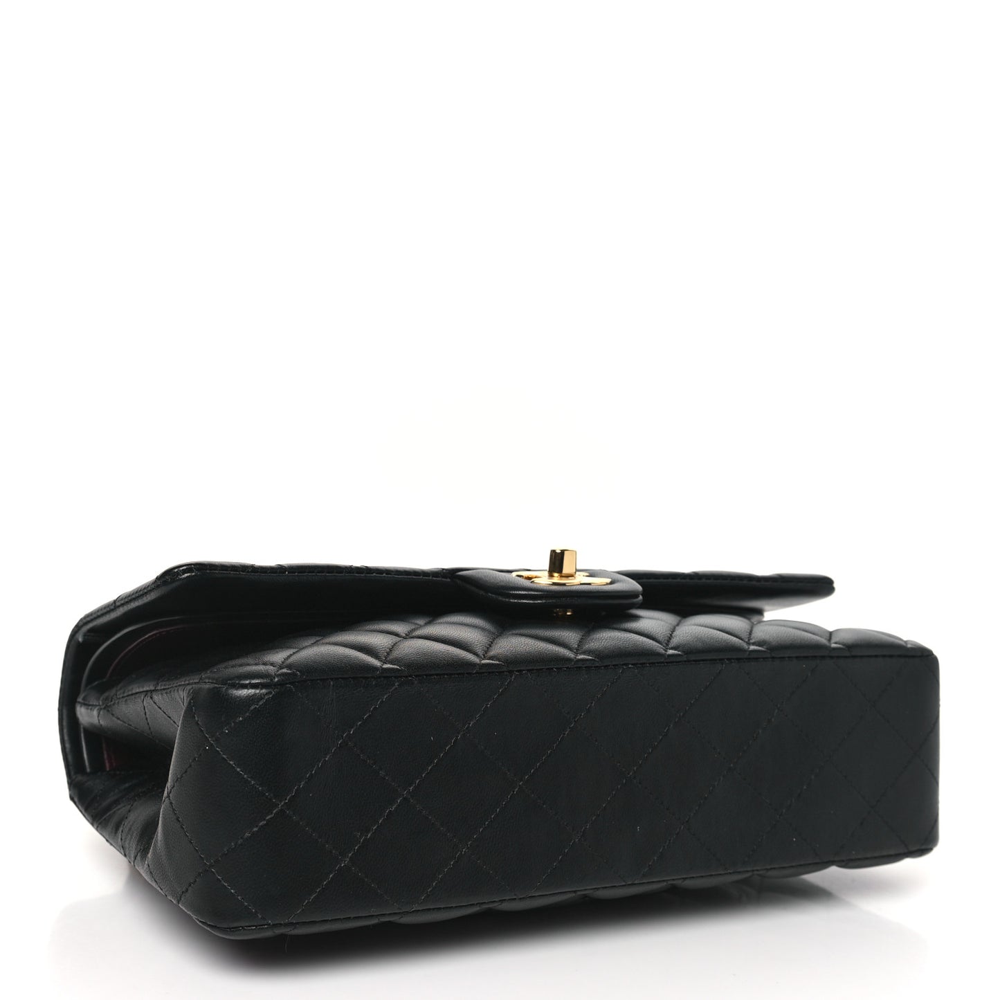 Lambskin Quilted Medium Double Flap Black