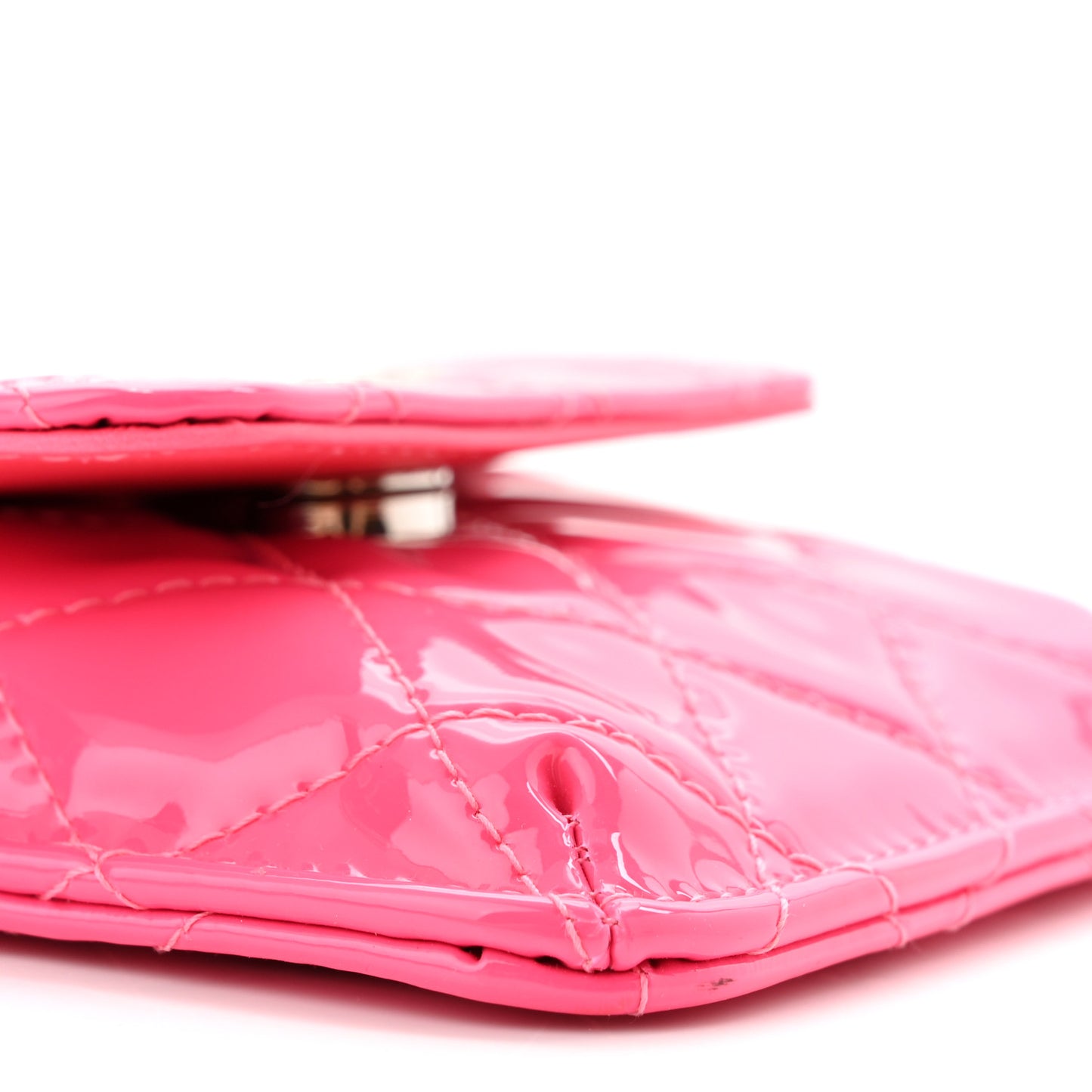 Patent Quilted Belt In Love Double Mini Flap Waist Bag Black Pink